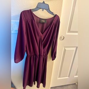 Wishful dress Woman’s Beautiful Plum quarter Sleeve Flowey Dress Size M